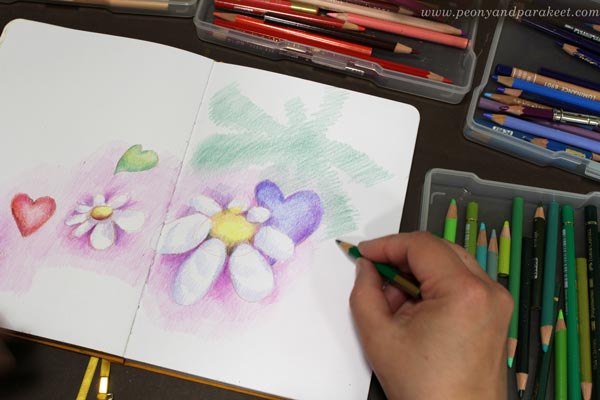 Draw Freely Step 5 - Color Flowers on the Background