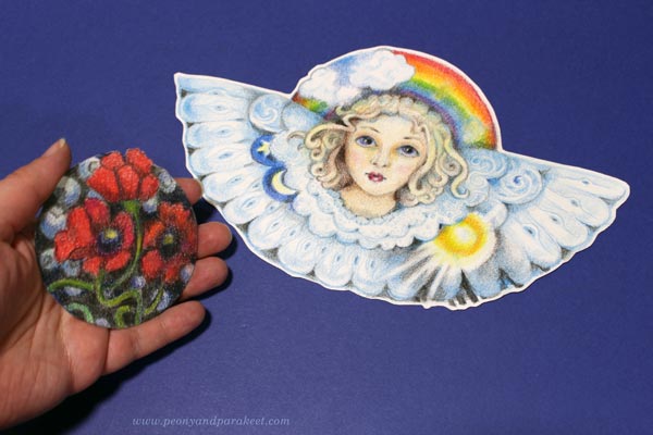 Drawing scrap reliefs in colored pencils by Peony and parakeet.