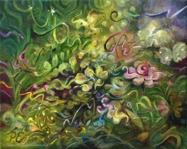 Ruusun henki - The Spirit of The Rose, 22 x 25 cm, oil on canvas. By Paivi Eerola, Finland.