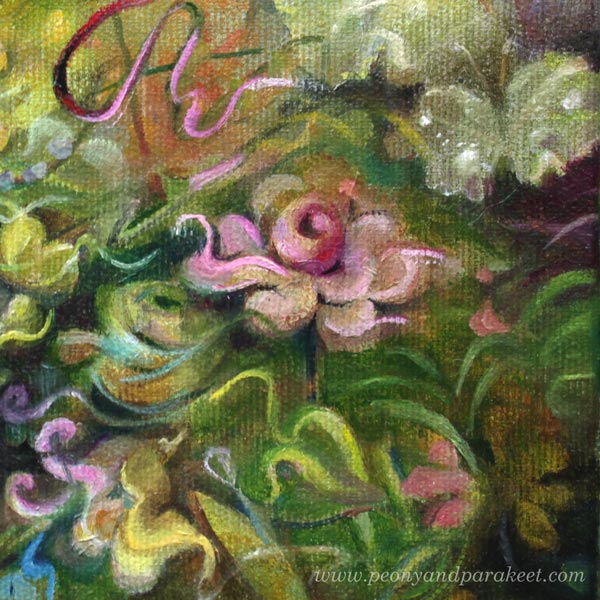 A detail of Ruusun henki - The Spirit of The Rose, oil on canvas. By Paivi Eerola, Finland.