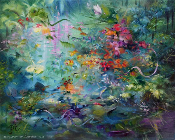 Toivomusten metsä - Forest of Wishes, a medium-sized oil painting by Paivi Eerola.