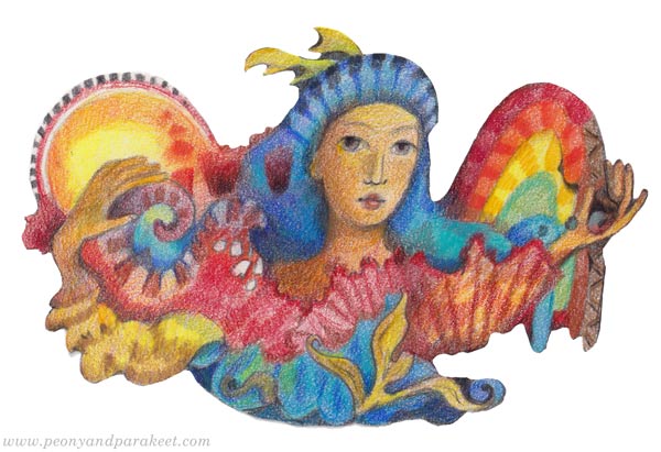 Protector of Butterflies. Colored pencil art by Päivi Eerola, Finland.