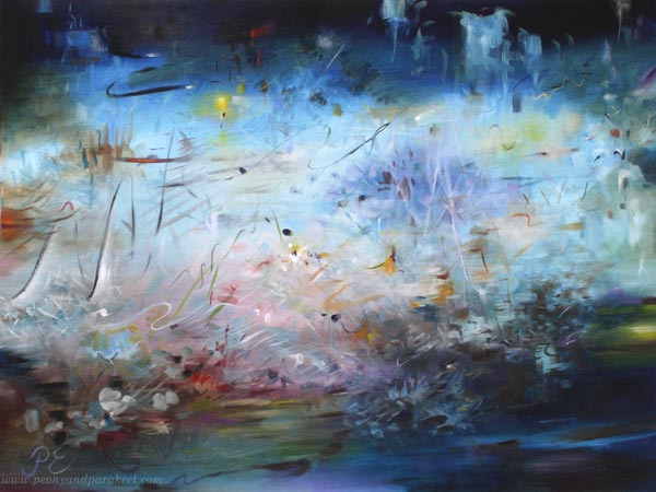 Winter Night's Poem - Talviyön runoelma, 60 x 80 cm, oil on canvas, by Päivi Eerola, Finland.