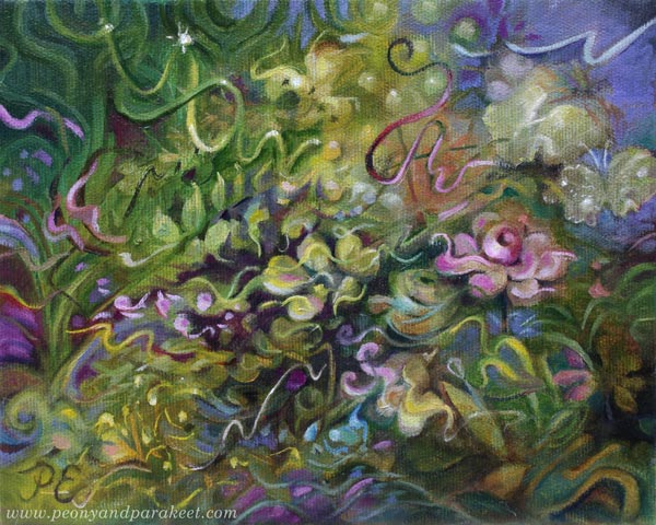 Ruusun henki - The Spirit of the Rose, 20 x 25 cm, oil on canvas, by Paivi Eerola, Finland