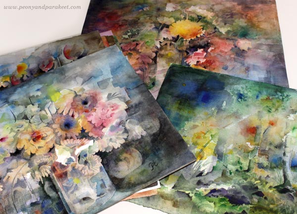 Watercolor paintings for sales events, by artist Paivi Eerola