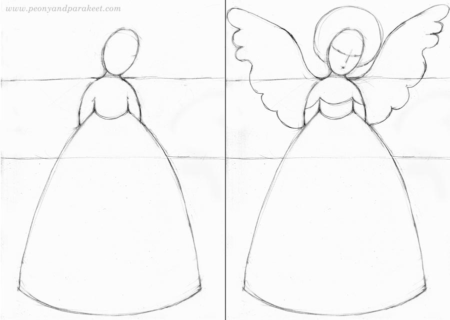 Christmas Angel Drawing (easy) - HelloArtsy