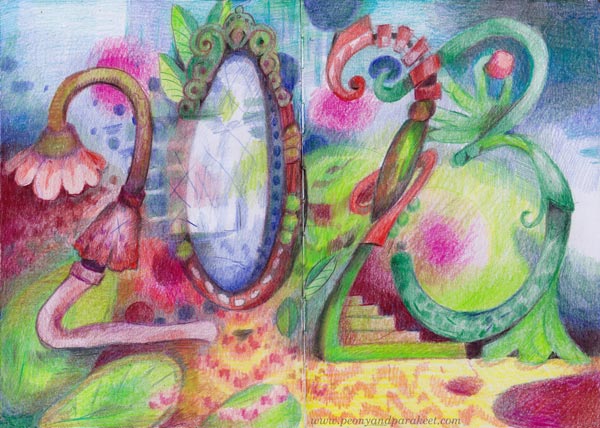 New chapter cover for the new year. From the colored pencil journal of the artist Päivi Eerola, Finland.