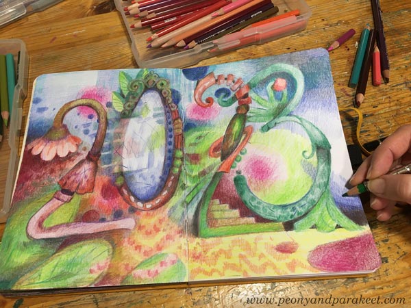 Art journal love: creating a new chapter cover between pages.