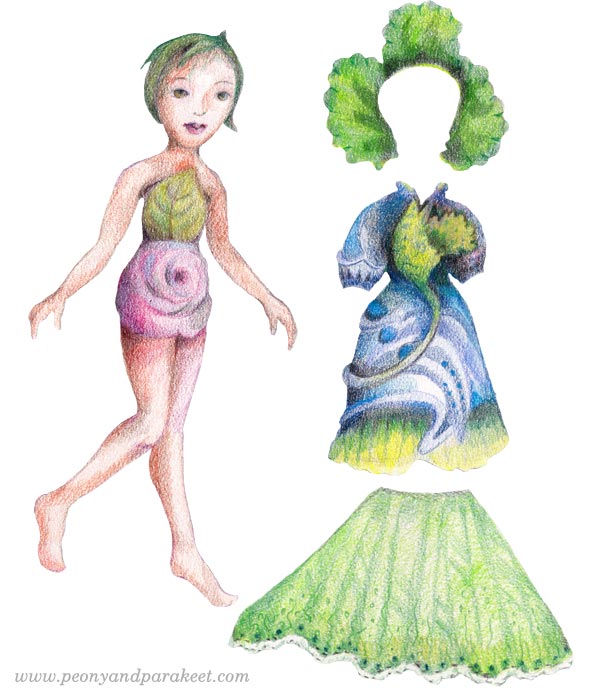 Drawing paper dolls. By Paivi Eerola of Peony and Parakeet.