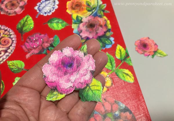 Hand-drawn rose for collage art.