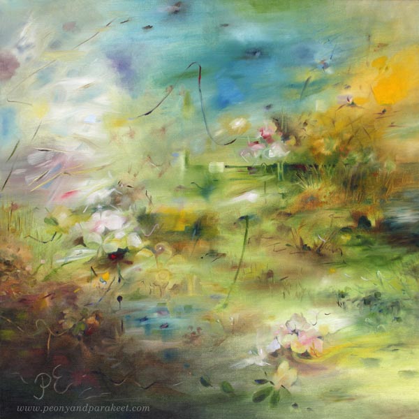 Poutapilven paluu - Return of the Summer Cloud, oil on canvas, 60 x 60 cm. By Päivi Eerola, Finland. Inspired by familiar things and surroundings.