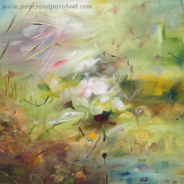 A detail of Poutapilven paluu - Return of the Summer Cloud, oil on canvas, 60 x 60 cm. By Päivi Eerola, Finland.