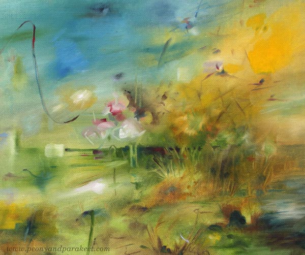 A detail of Poutapilven paluu - Return of the Summer Cloud, oil on canvas, 60 x 60 cm. By Päivi Eerola, Finland.