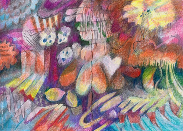 Intuitive art with colored pencils. By Päivi Eerola.