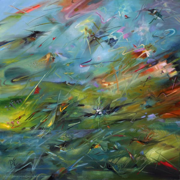 Kuningaskalastajat - Kingfishers, oil on canvas, 80 x 80 cm. By Paivi Eerola, Finland.