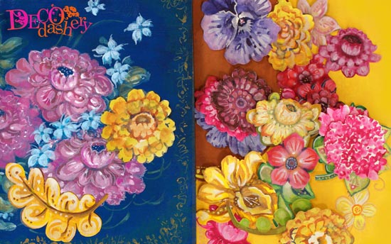 Paint beautiful flowers in the online class Decodashery. By Paivi Eerola from Peony and Parakeet.