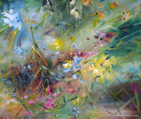 A detail of Kuolematon kukkakimppu - Immortal Bouquet, 70 x 60 cm, oil on canvas. By Paivi Eerola, Finland.