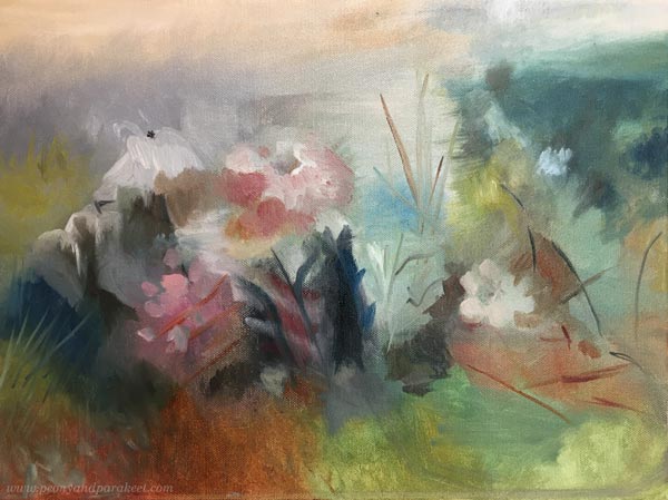 Oil painting in progress. Inspire by Albert Edelfelt's artwork and the sayings of Pablo Picasso.