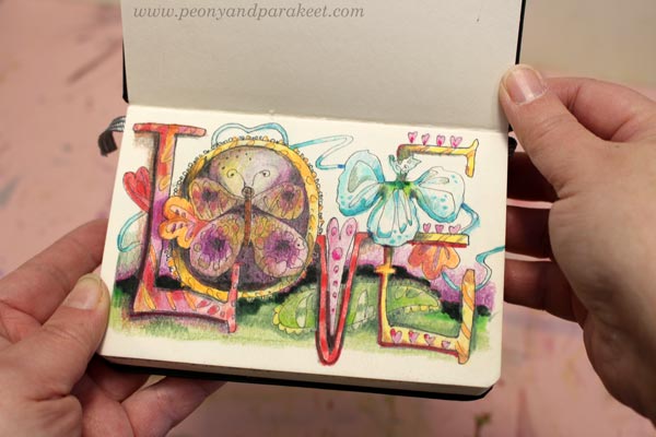 A tiny art journal page. By Paivi Eerola.