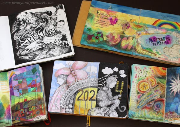 Inspiring art journals by Päivi Eerola of Peony and Parakeet.