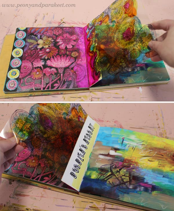 Art Journaling about Imagination - Peony and Parakeet