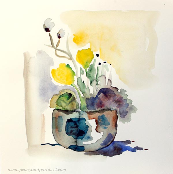 Easter Flowers, a simple watercolor painting.