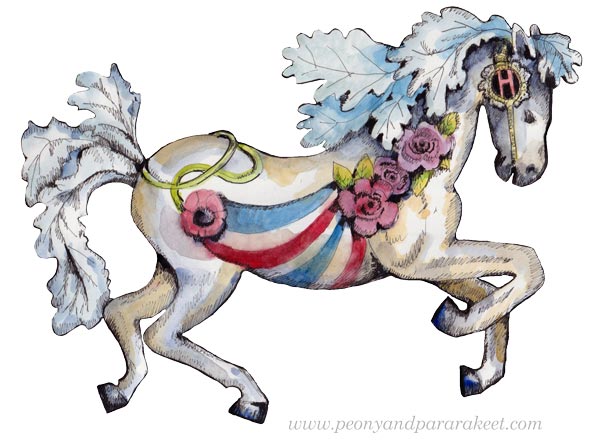 Fantasy horse drawing by Paivi Eerola