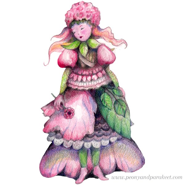 Flower girl drawing by Paivi Eerola