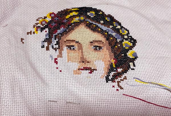 Cross stitch project Primavera in progress