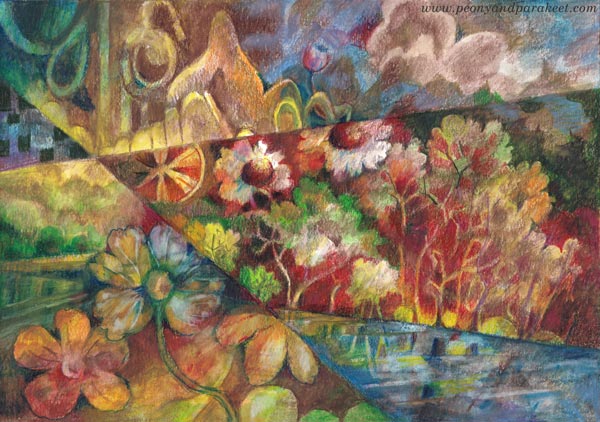 End of Summer, watercolor pencil art by Paivi Eerola, Finland