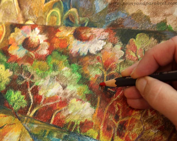 Using Caran d'Ache Museum Aquarelle watercolor pencils for creating art. Creating freely with watercolor pencils.