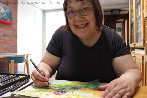 Paivi Eerola creates with watercolor pencils. See her online course Joyful Coloring.