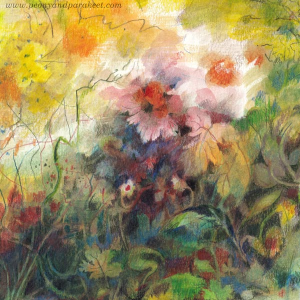 A detail of a watercolor pencil drawing. By Paivi Eerola, Finland.