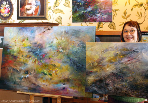 Artist Päivi Eerola and her paintings.