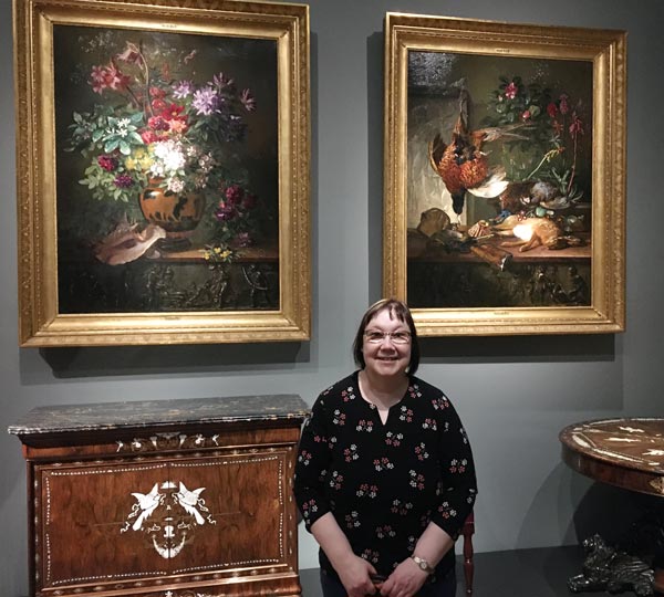 Seeing flower paintings at Rijksmuseum, Amsterdam, Allegory of Spring and Autumn by Georgius Jacobus Johannes van Os in the background