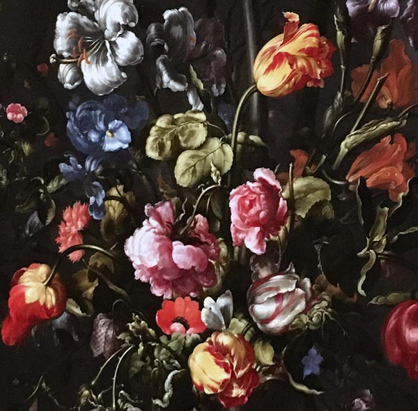 Detail of "Flower Still Life with a Crown Imperial Fritillary in a Stone Niche" by Jacob Woutersz Vosmaer, oil on panel, 1613