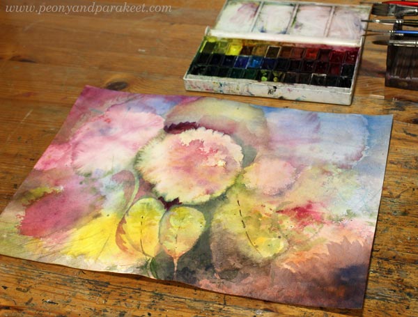 Watercolor painting in progress