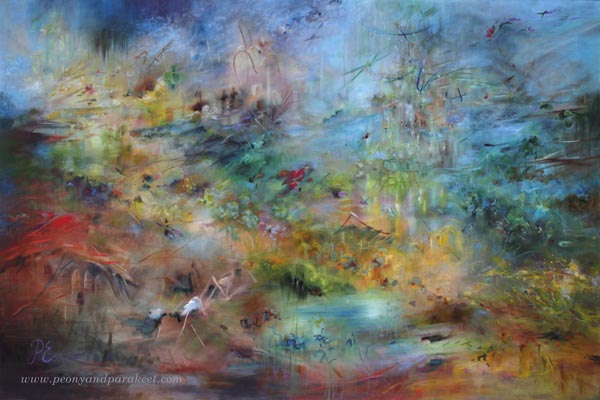 Atlantis, oil on canvas, a seascape painting by Päivi Eerola, Finland. Painting imaginary sceneries.