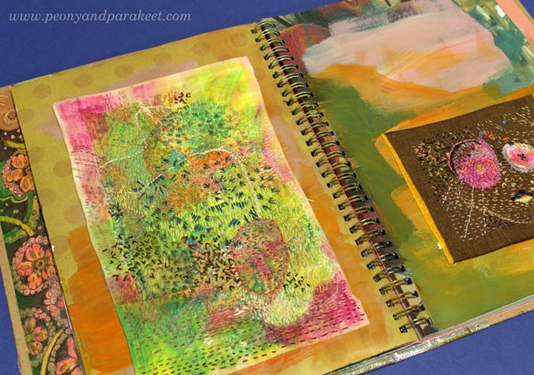 Slow stitching on an art journal