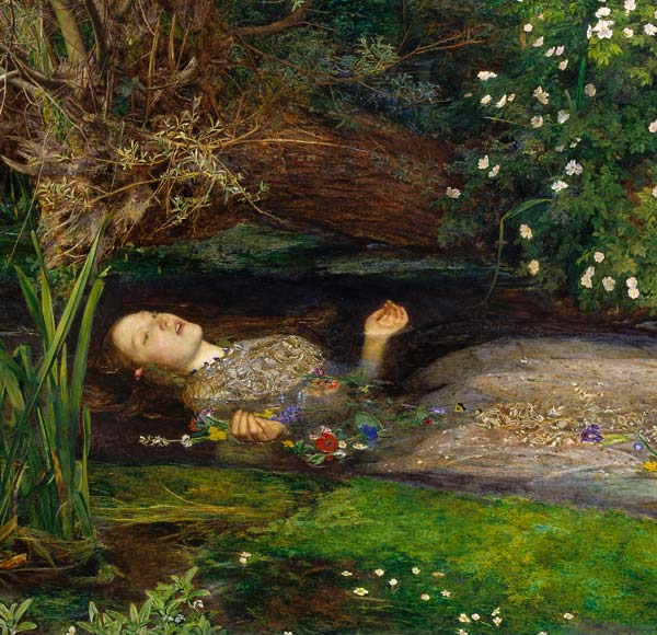 Ophelia by John Everett Millais, oil on canvas (1851-1852) 