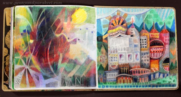 House and its atmosphere - colored pencil art