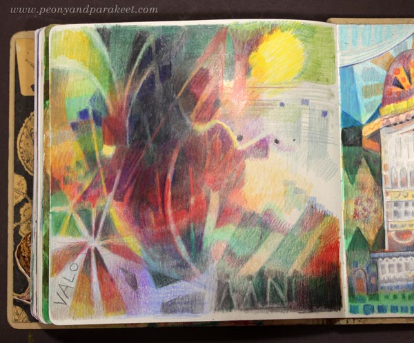 Abstract and intuitive colored pencil art. Color is the key.