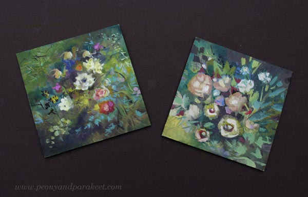 Miniature oil paintings. Flowers by Päivi Eerola.