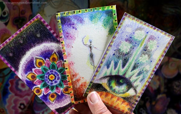 Hand-drawn Oracle cards.
