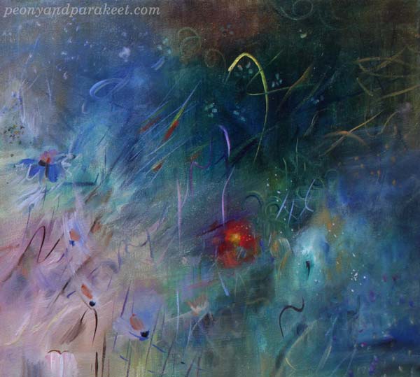 A detail of Cosmos, oil painting by Päivi Eerola, Finland