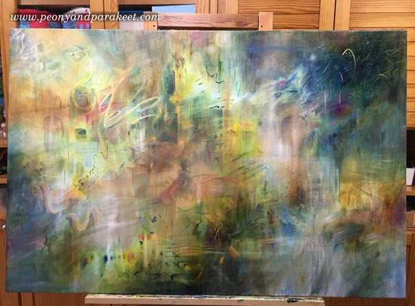 Oil painting in progress.