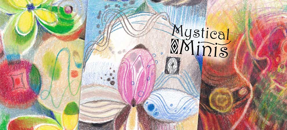 Mystical Minis samples - an online art course for colored pencils and abstract art-making. By Peony and Parakeet, Päivi Eerola, Finland
