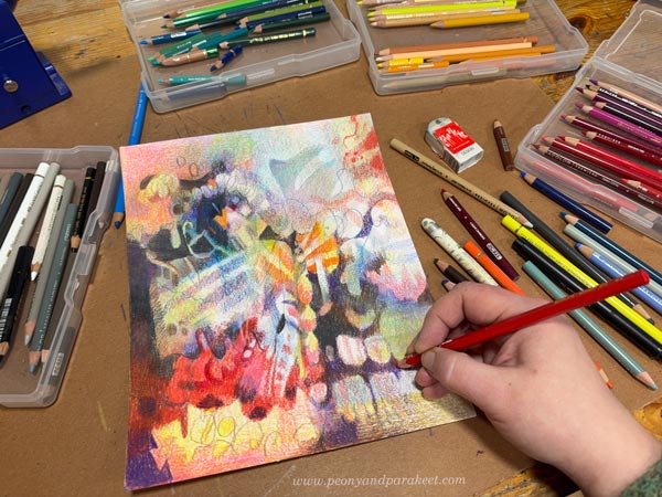 Working with colored pencils. Getting creative step by step.
