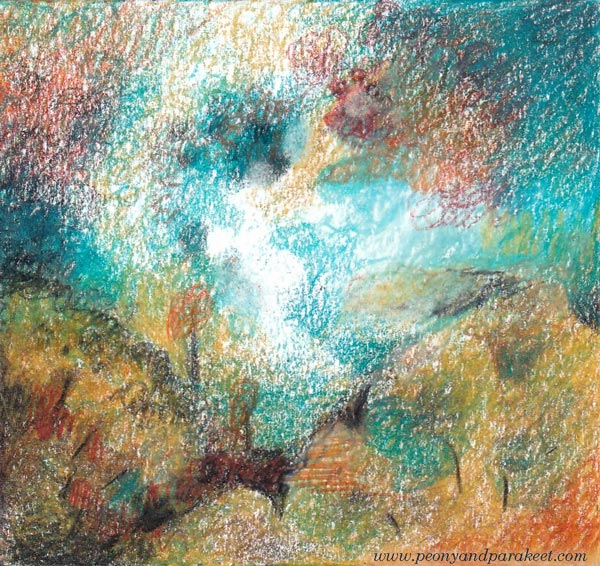 A mini landscape with colored pencils. A tutorial about using circulism.