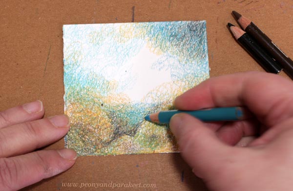 Drawing a mini landscape freely. A step-by-step tutorial.